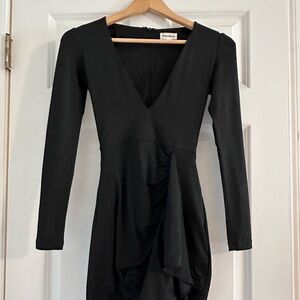 Superdown Martyna Deep V Dress in Black